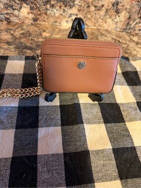 Michael Kors Brown Mini Card case with chain